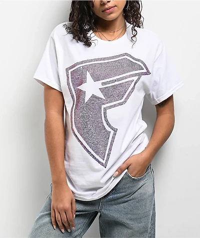 Famous Stars & Straps BOH Rhinestone White T-Shirt