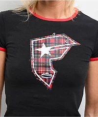 Famous Stars & Straps Plaid BOH Black Ringer Crop T-Shirt