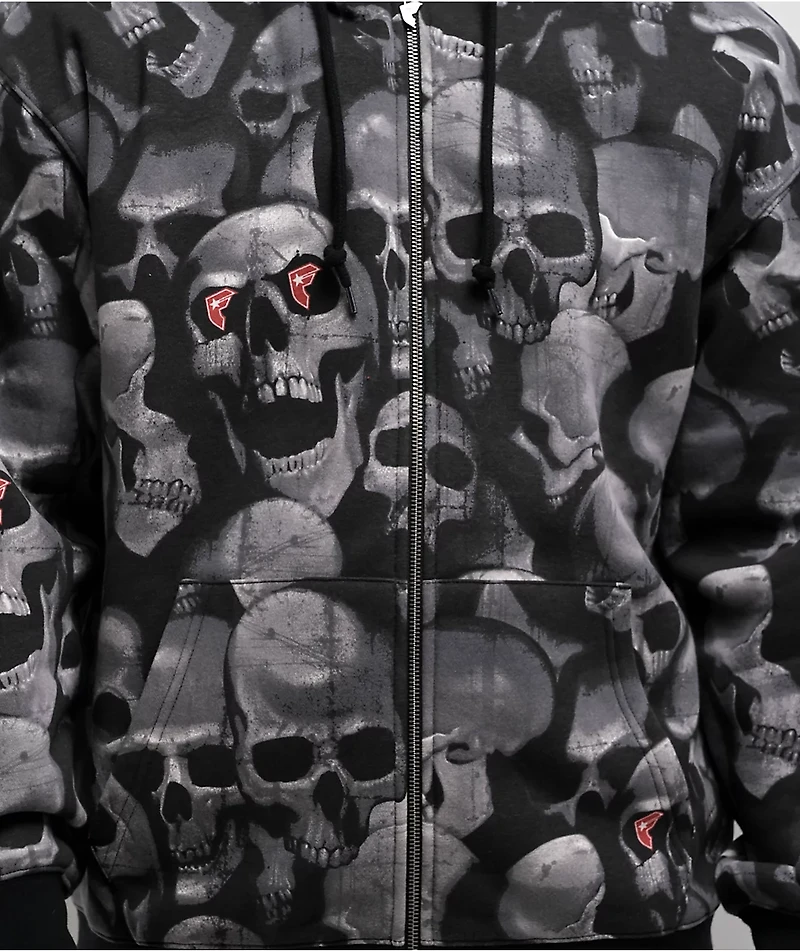 Famous Stars & Straps Skulls Black Zip Hoodie