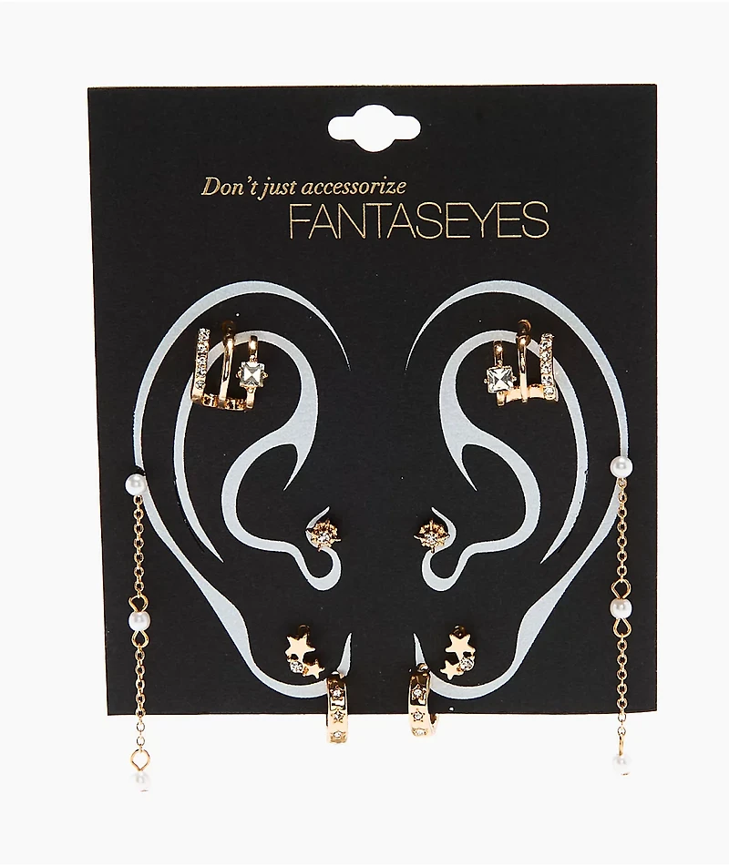 Fantas Eyes Elevate Gold Ear Stack Earring Set