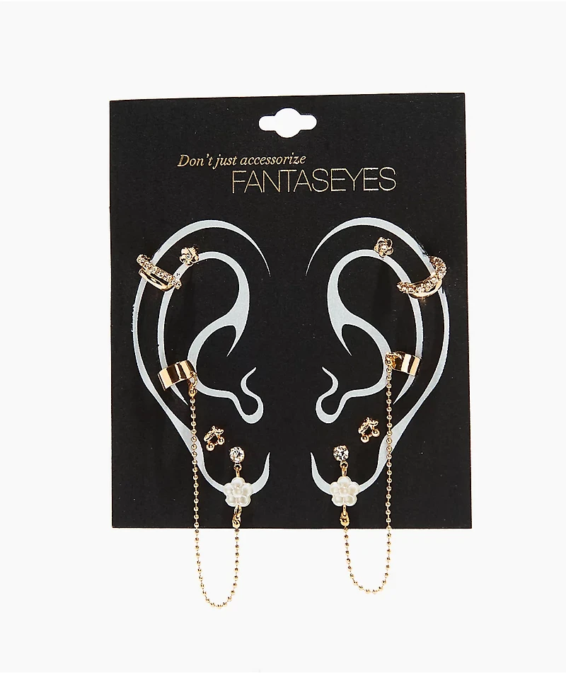Fantas Eyes Excite Gold Ear Stack Earring Set