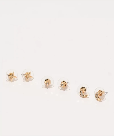 Fantas Eyes Night Sky Gold 3 Pack Stud Earrings