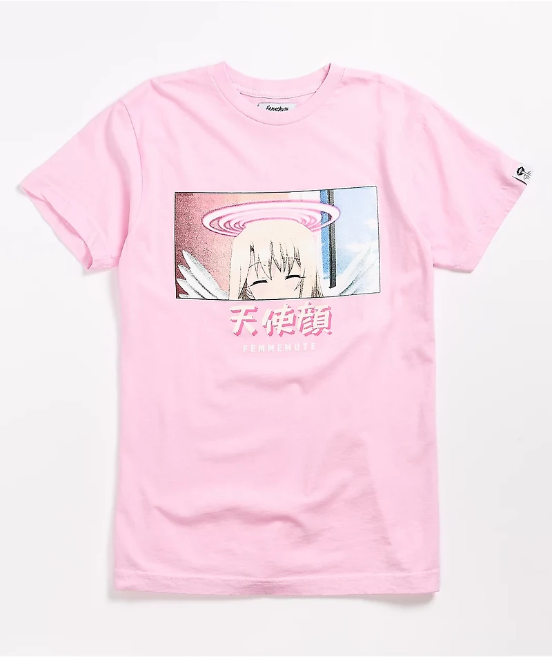 Femmemute Angel Face Anime Pink T-Shirt