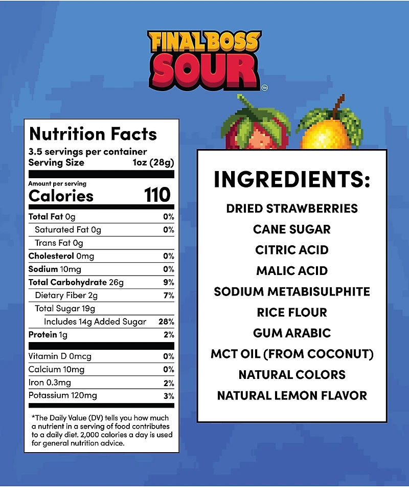 Final Boss Sour Level 1 Strawberry Lemonade Fruit Candy