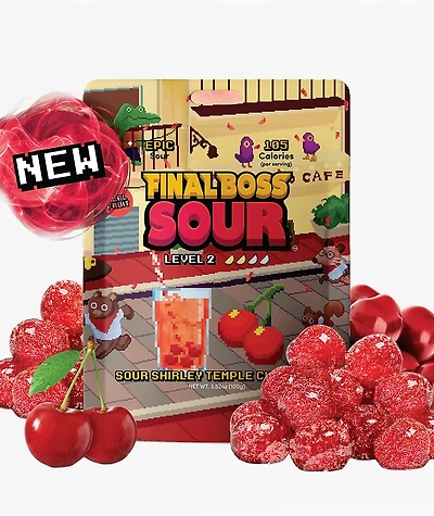 Final Boss Sour Level 2 Shirley Temple Cherries Fruit Candy
