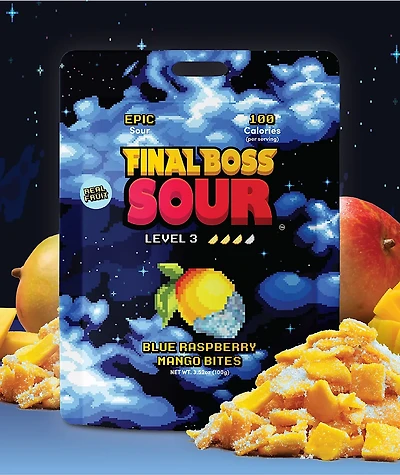 Final Boss Sour Level 3 Blue Raspberry Mango Fruit Candy