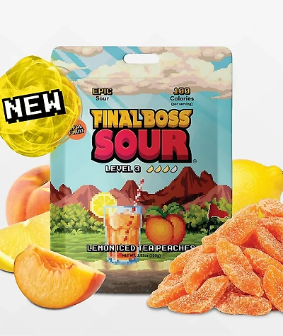 Final Boss Sour Level 3 Lemon Iced Tea Peaches Fruit Candy