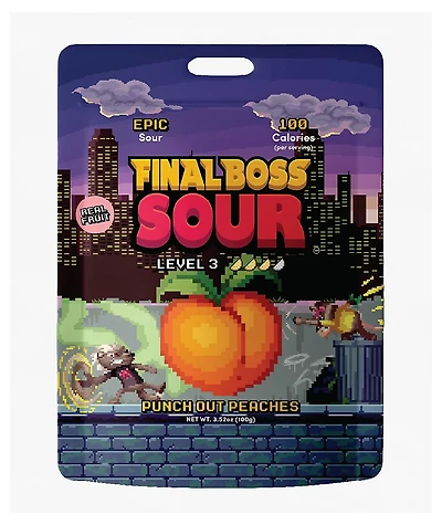 Final Boss Sour Level 3 Punch-Out Peach Fruit Candy