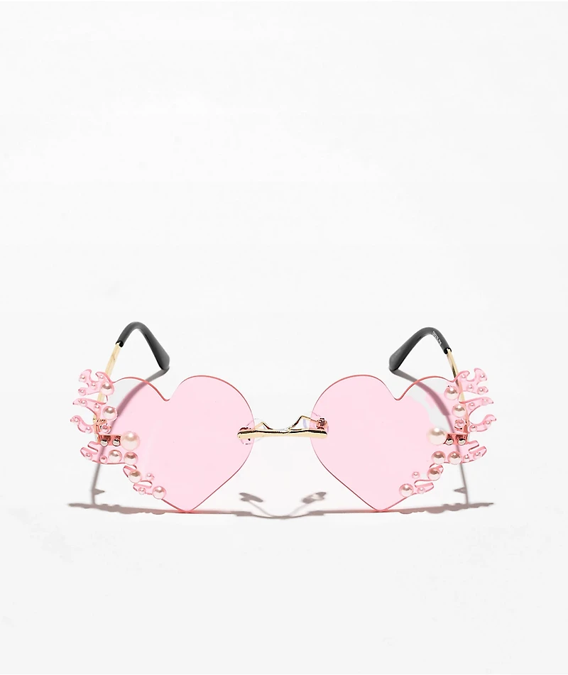 Flaming Heart Pink Sunglasses