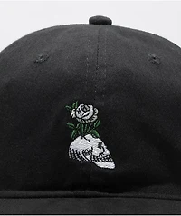 Flying Coffin Skull Flower Black Strapback Hat