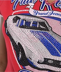 Ford x True Religion Crystal Mustang Aurora Red Crop T-Shirt