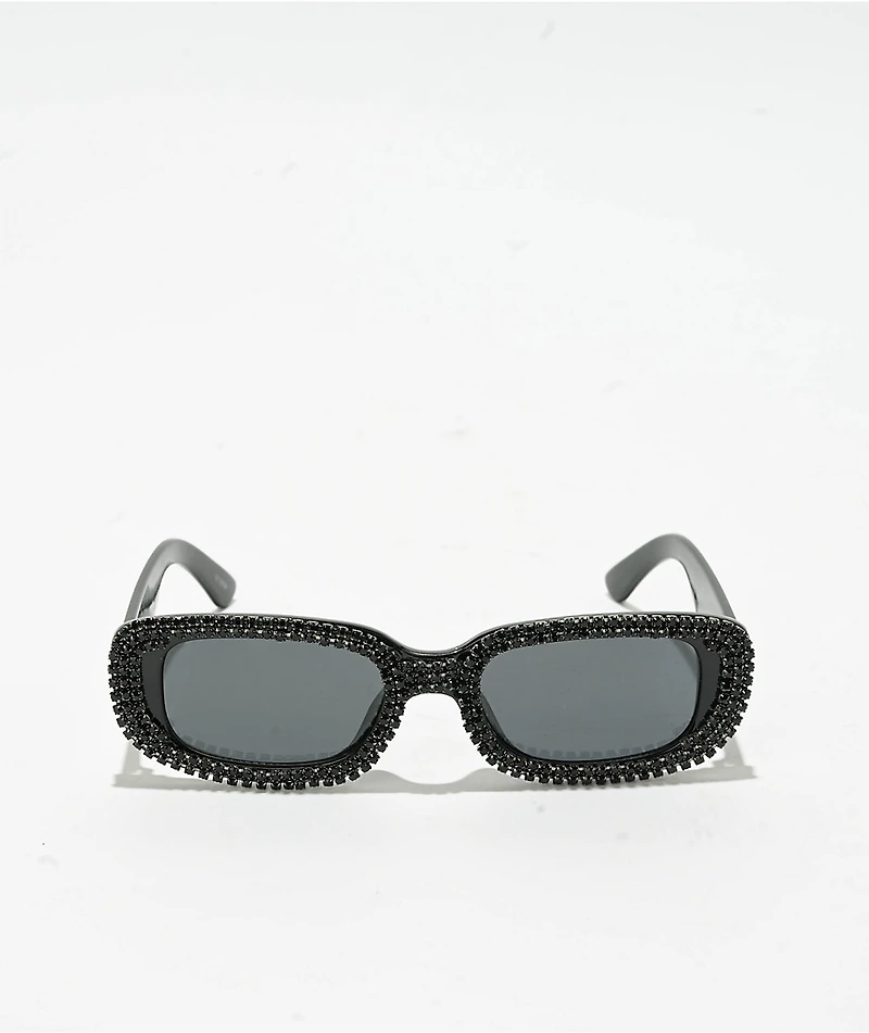 Forehead Black Rhinestone Sunglasses