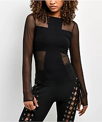 Forest Ink Divinity Black Long Sleeve Mesh Top