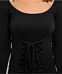 Forest Ink Viper Lace Up Black Long Sleeve Top