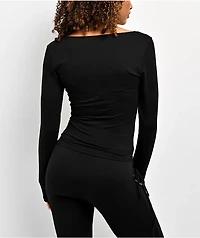 Forest Ink Viper Lace Up Black Long Sleeve Top