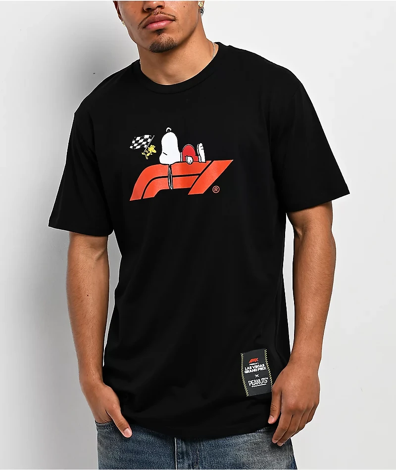 Formula 1 x Peanuts Logo Lockup Black T-Shirt