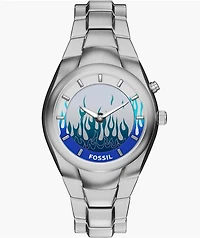 Fossil Big Tic Y2K Flame Silver Analog & Digital Watch