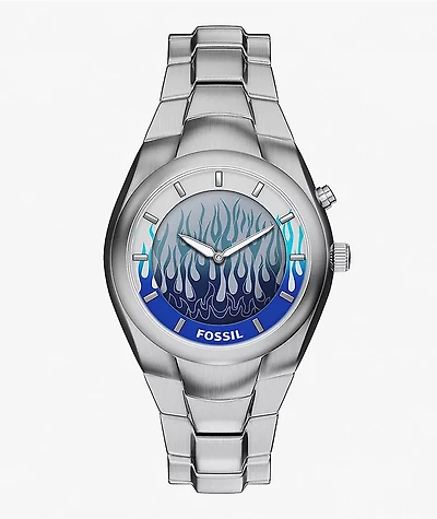 Fossil Big Tic Y2K Flame Silver Analog & Digital Watch