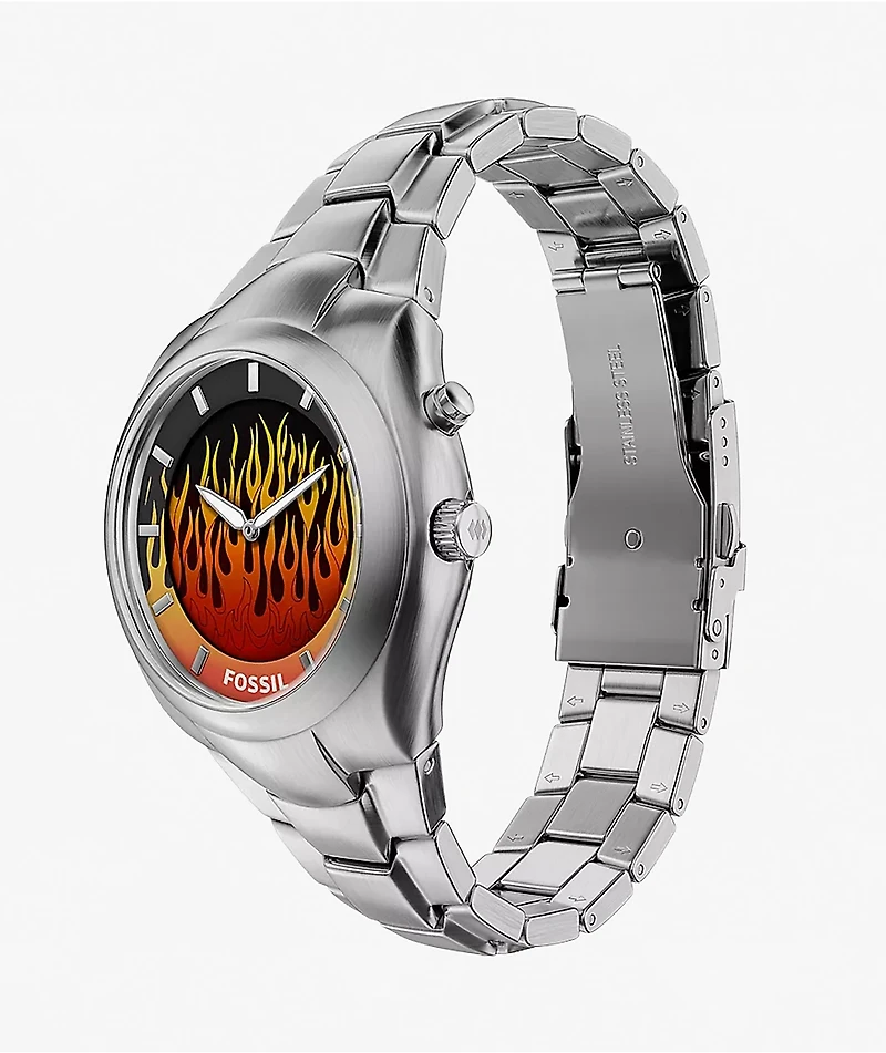 Fossil Big Tic Y2K Flame Yellow & Silver Analog & Digital Watch
