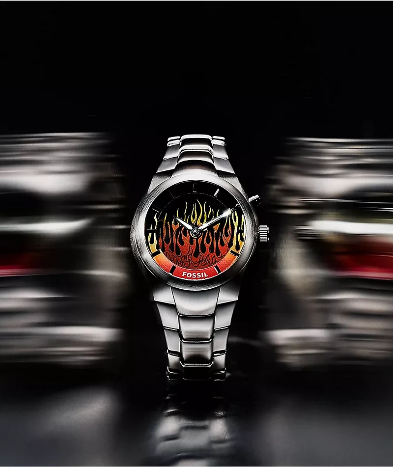 Fossil Big Tic Y2K Flame Yellow & Silver Analog & Digital Watch