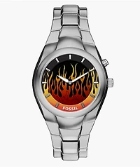 Fossil Big Tic Y2K Flame Yellow & Silver Analog & Digital Watch