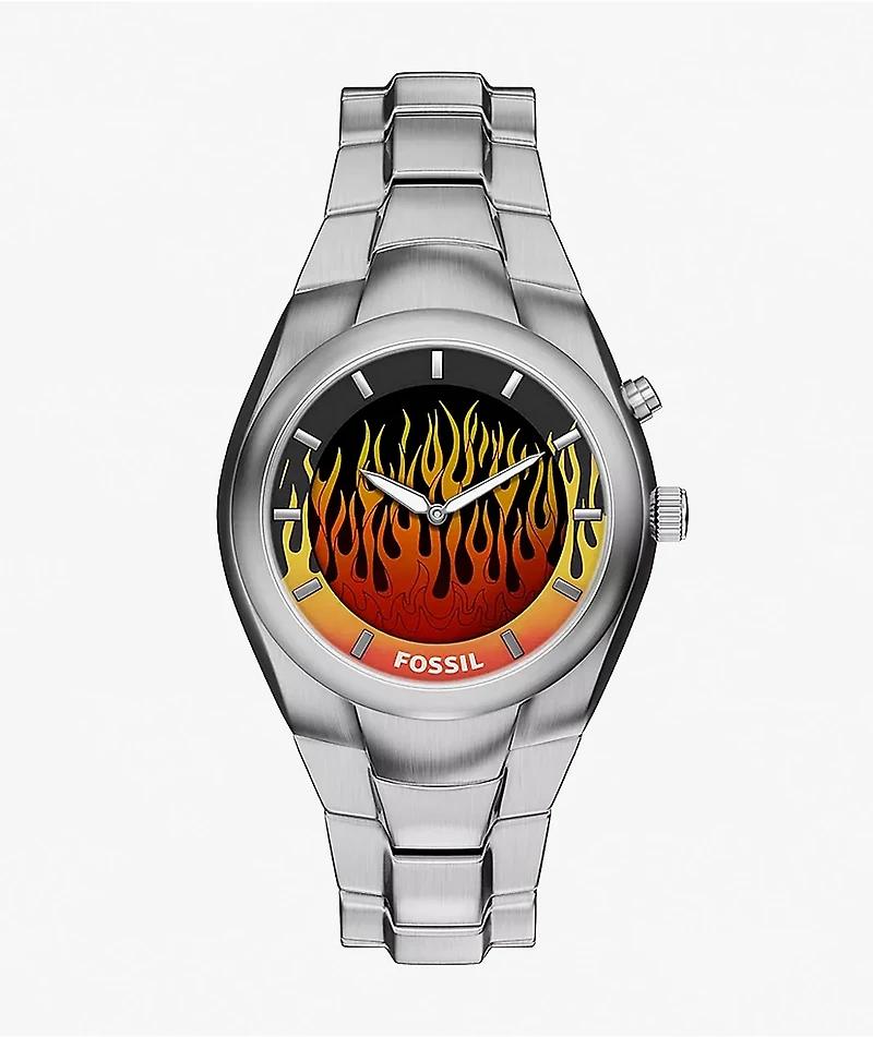 Fossil Big Tic Y2K Flame Yellow & Silver Analog & Digital Watch