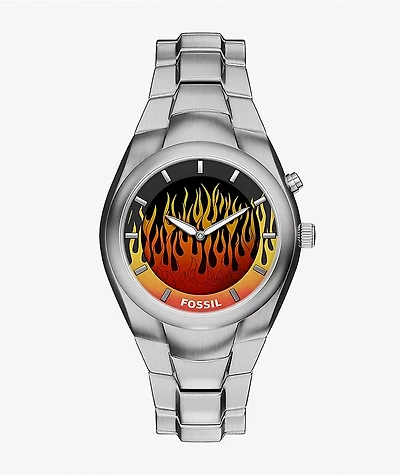 Fossil Big Tic Y2K Flame Yellow & Silver Analog & Digital Watch