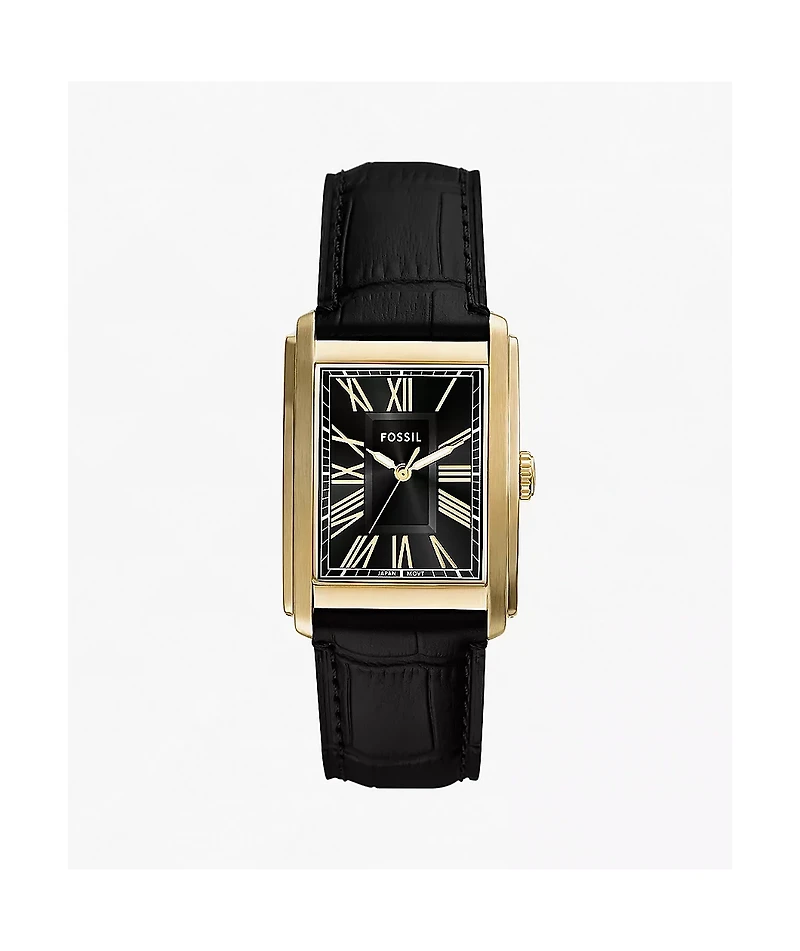 Fossil Caraway Black Croco & Gold Analog Watch