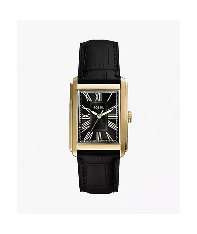 Fossil Caraway Black Croco & Gold Analog Watch