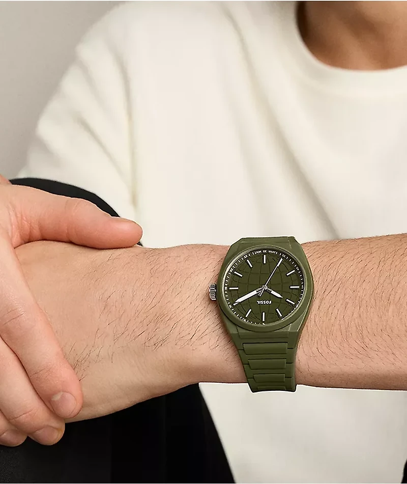 Fossil Everett Scilicone Olive Analog Watch