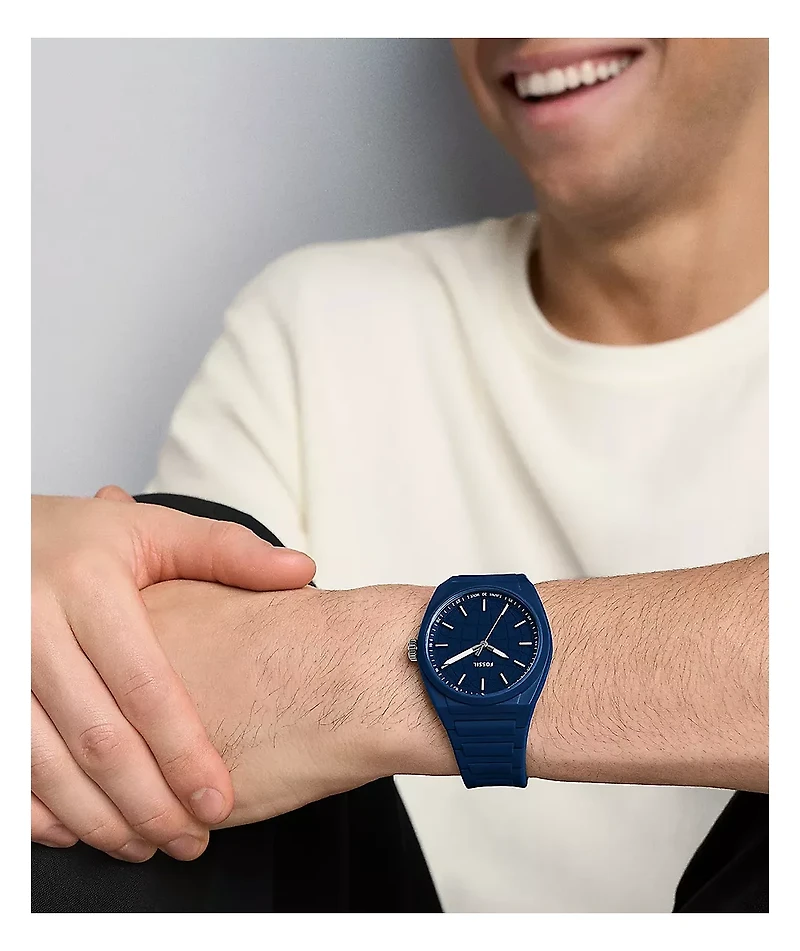 Fossil Everett Silicone Navy Analog Watch