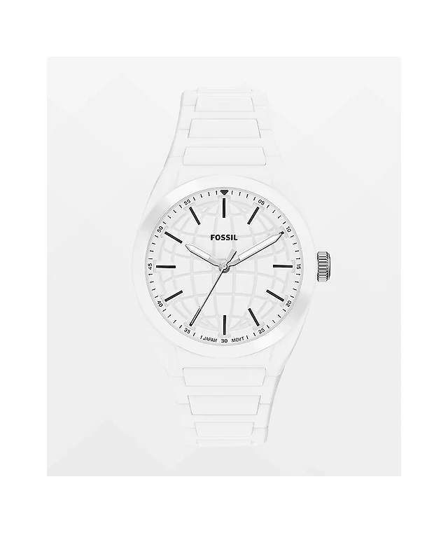 Fossil Everett Silicone White Analog Watch