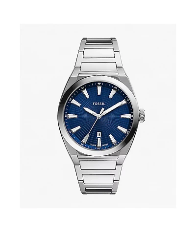 Fossil Everett Silver & Navy Analog Watch