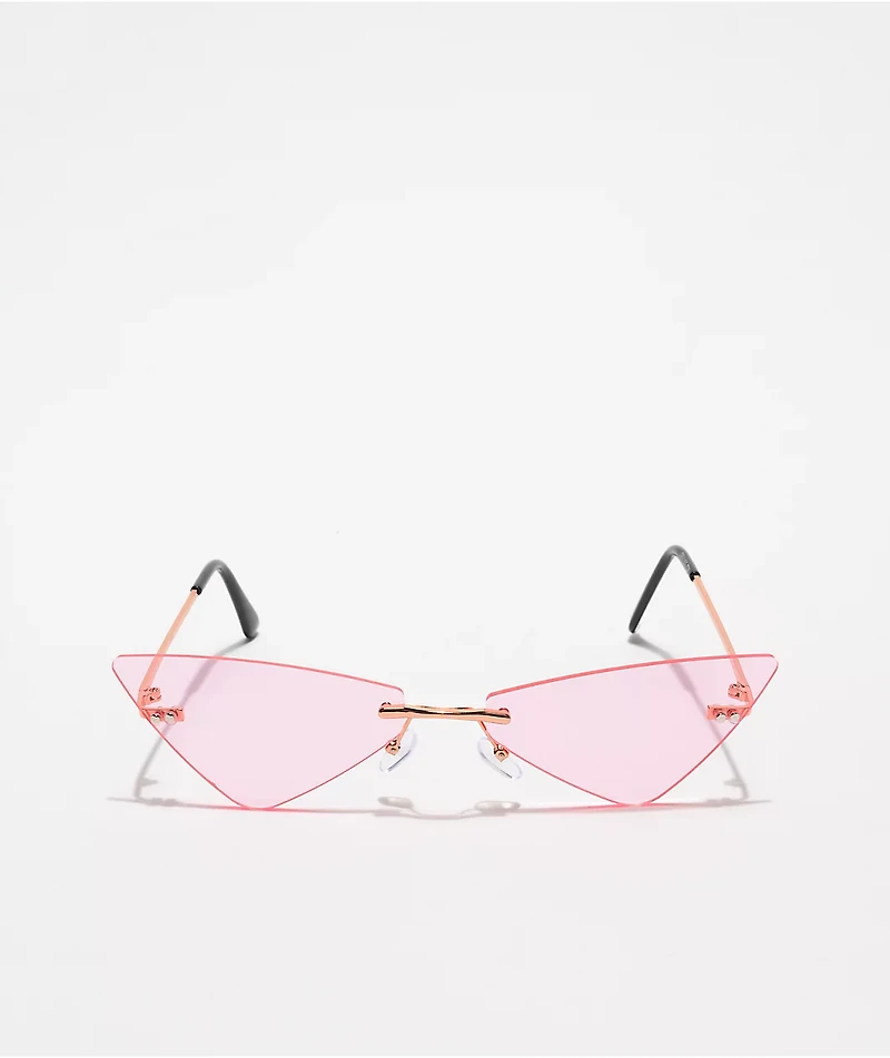 Frameless Pink Cat Eye Sunglasses