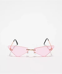 Frameless Pink Cat Eye Sunglasses