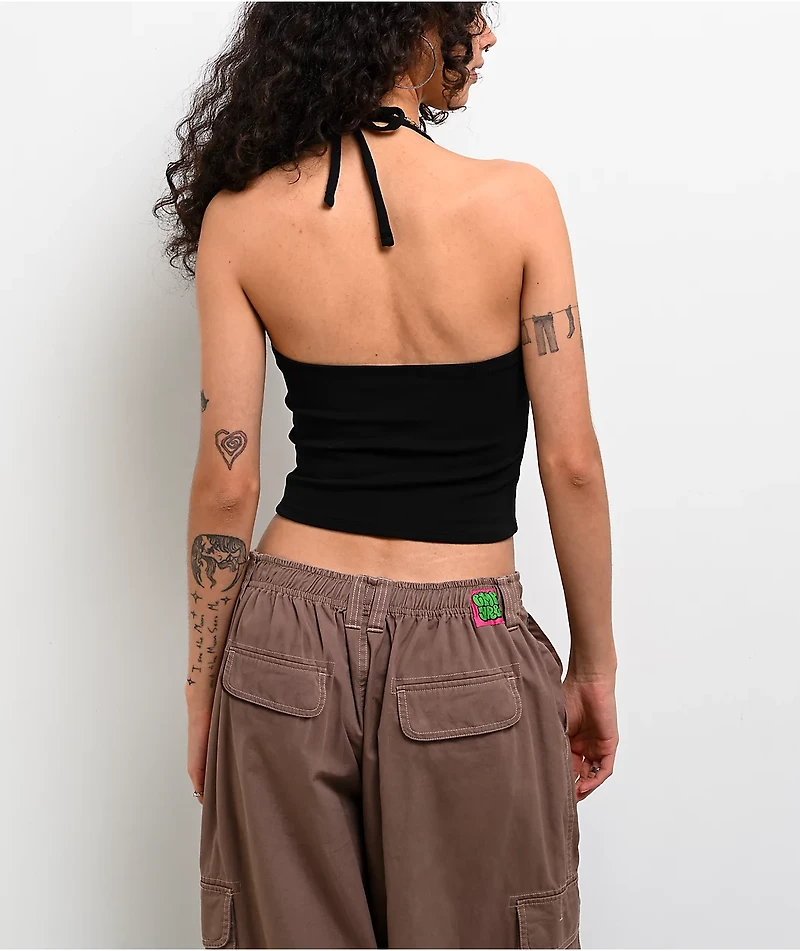 Freeworld Clover Black Halter Top