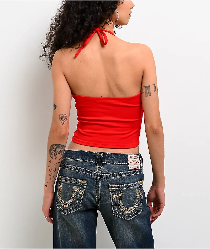Freeworld Clover Flame Scarlet Halter Top