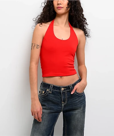 Freeworld Clover Flame Scarlet Halter Top