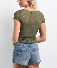 Freeworld Fancy Lace Olive Top