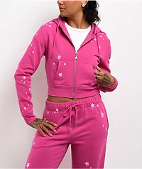 Freeworld Iman Star Pink Crop Zip Hoodie