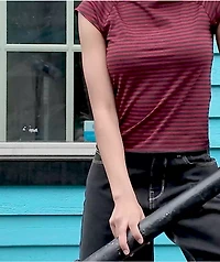 Freeworld Isabel Striped Red & Black T-Shirt