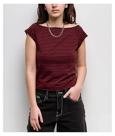Freeworld Isabel Striped Red & Black T-Shirt