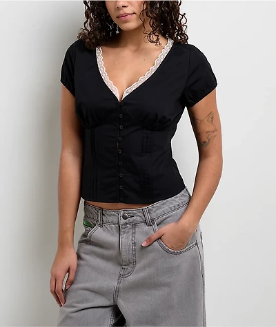 Freeworld Isabella Black Button Up Shirt