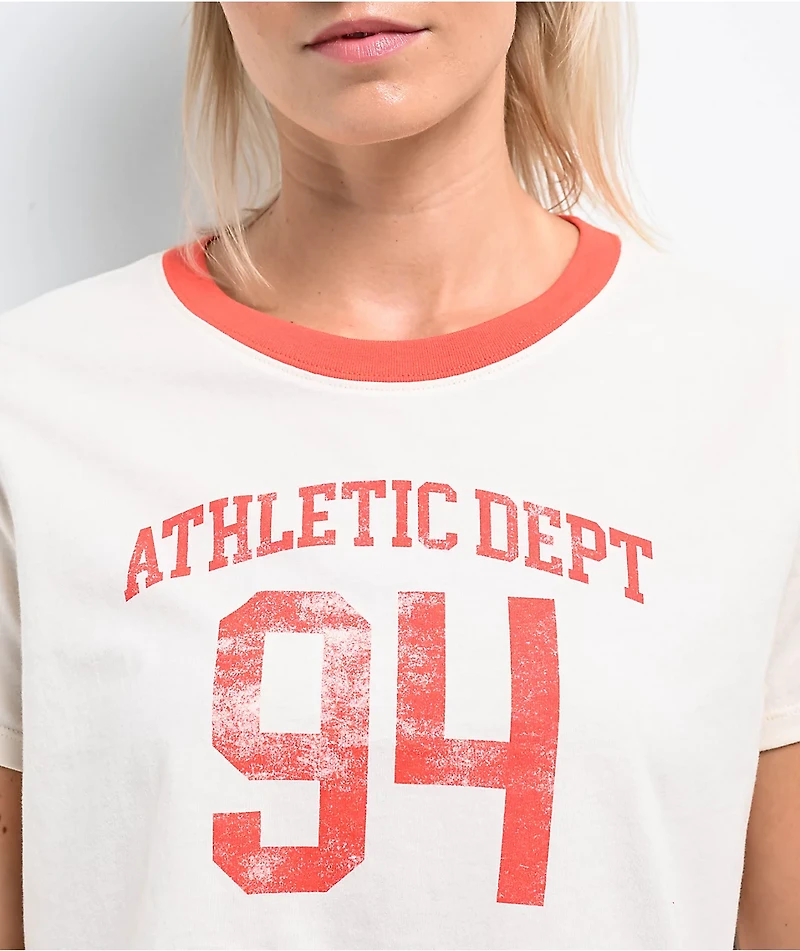 Freeworld Kallie Athletic Dept. Cream Boxy Crop T-Shirt