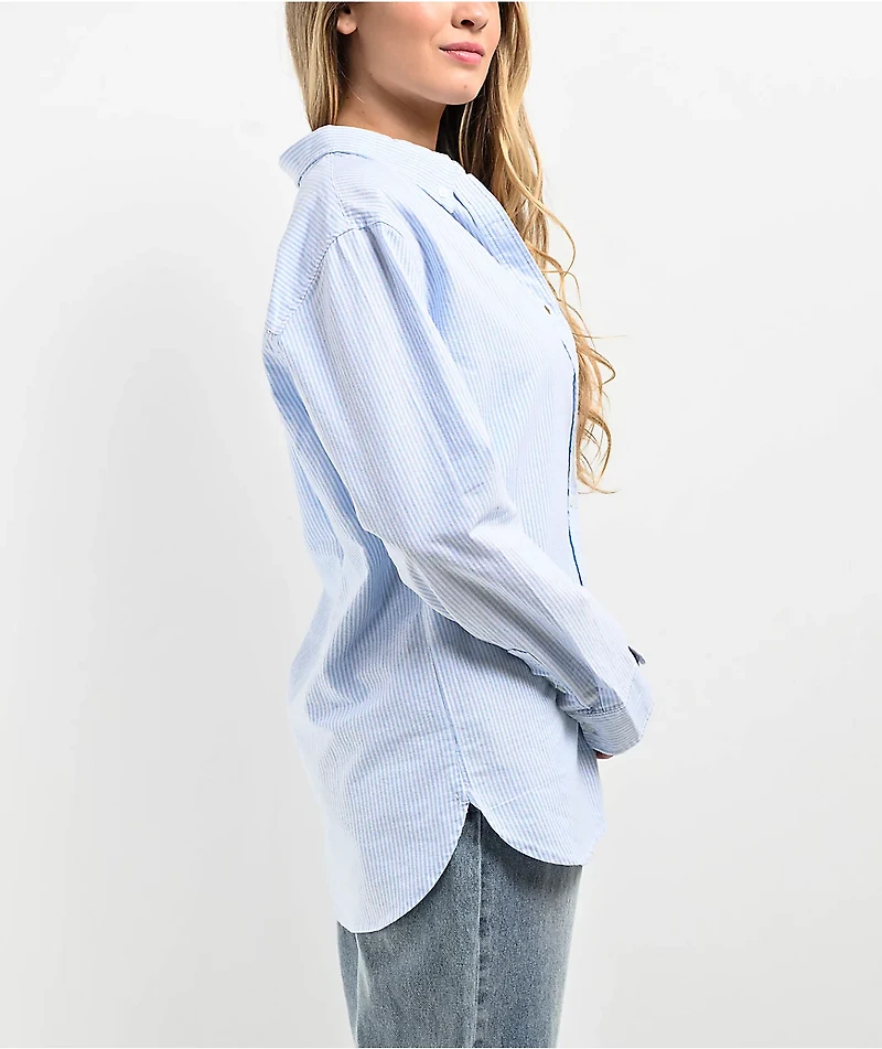 Freeworld Misha Blue Stripe Woven Long Sleeve Button Up Shirt