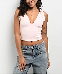 Freeworld Pheobe Pink V-Neck Crop Tank Top
