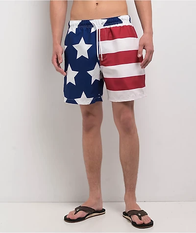 Freeworld Spangled Red, White & Blue Board Shorts