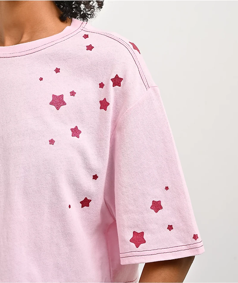 Freeworld Yulia Stars Pink Crop T-Shirt
