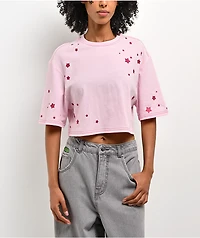 Freeworld Yulia Stars Pink Crop T-Shirt