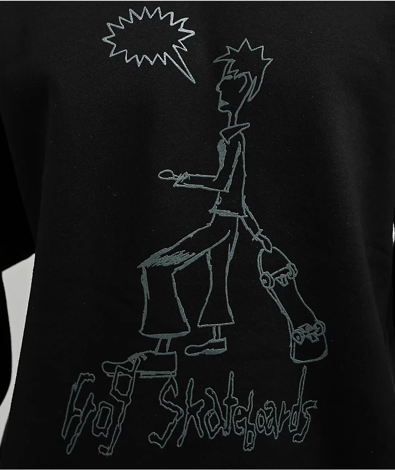 Frog Skater Black Crewneck Sweatshirt